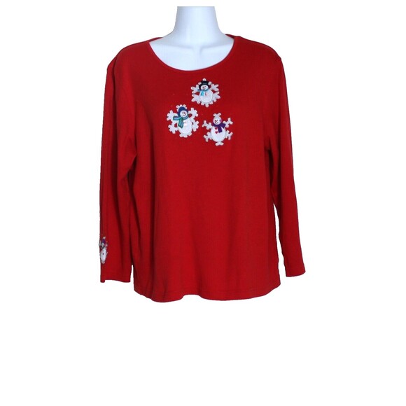 Designers Originals Studio Joy Ugly Christmas Sweater Snowman Sz Large - Picture 2 of 5